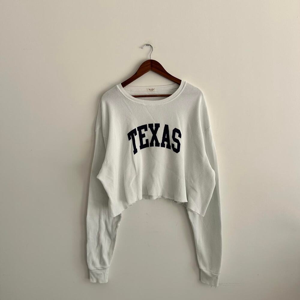 White Brandy Melville Texas cropped sweatshirt